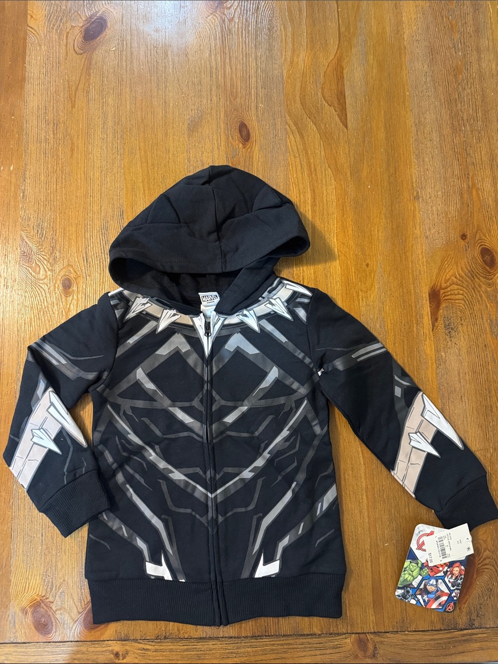 NWT Marvel Black Panther Kids Black Graphic Zip-Up Hoodie Jacket 4T